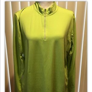 Bette & Court Long Sleeve Activewear Shirt XL Hot Green 1/4 zip Mesh Under Arm
